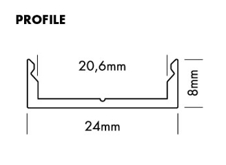 Mynd af Álprófíll M-Line Extra low 24x8 Ál
