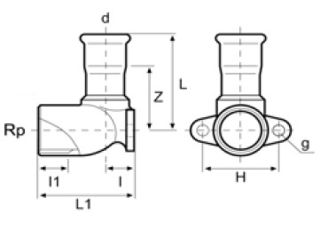 Mynd af Press Vegghné Ryðfrítt 15mm x      1/2"