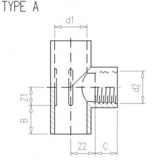 Mynd af PVC Lím Múffu Té 63mm x  2" m/Styrkingu