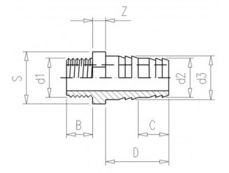 Mynd af PVC Skrúfað Slöngutengi 31 - 34mm x    1"