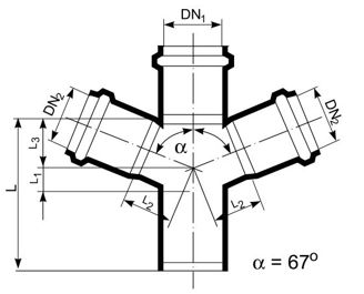 Mynd af  Ultra dB Kross DN110x110 - 67°