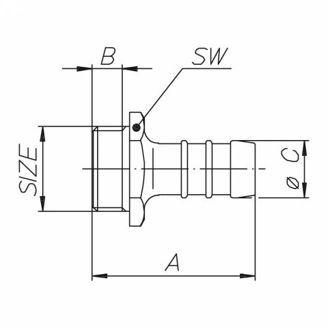 Mynd af Slöngutengi       1/4" x 10,5mm Króm