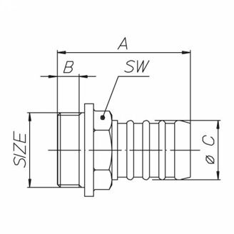 Mynd af Slöngutengi  2" x 51mm Kopar
