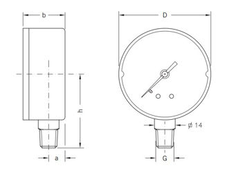 Mynd af Þrýstimælir 6 bör - 63mm