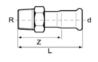 Mynd af Press Nippil-Tengi Ryðfrítt 54mm x 1 1/2"
