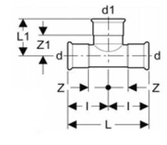 Mynd af Press Stækkunar-Té Galvaniserað 15 x 18 x 15 mm