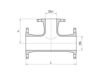 Mynd af Flangs Té DN 150-100-150