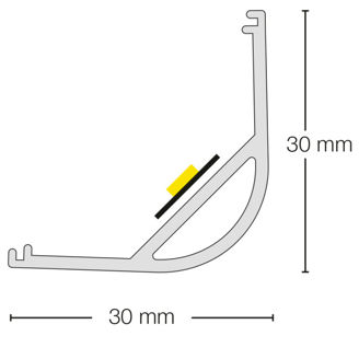 Mynd af Álprófíll C2 Horn 30x30mm 2m