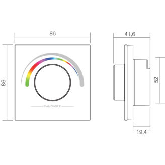 Mynd af Veggrofi snúinn RGB RF LED