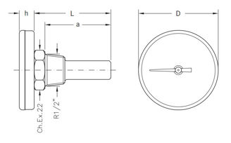 Mynd af Hitamælir 0-120°C - 62mm