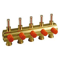 Mynd af Kista m/flæðimælum    1" x 18mm - með 11 stútum