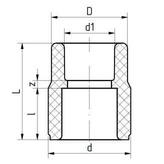 Mynd af PP-R FS Minnkun 63x20mm