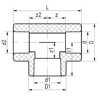 Mynd af PP-R FS Té 63x50x63mm