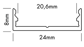 Mynd af Álprófíll M-Line Extra low 24x8 Hv.