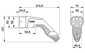 Mynd af Snúra f/rafbíl 32A T2-T2 1f. 8m