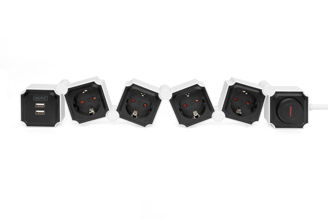 Mynd af Fjöltengi 4xSchuko 2xUSB stillanlegt m/rofa