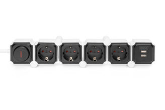 Mynd af Fjöltengi 4xSchuko 2xUSB stillanlegt m/rofa