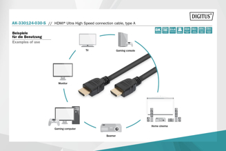 Mynd af HDMI Ultra Snúra 3mtr 8K m/etherneti