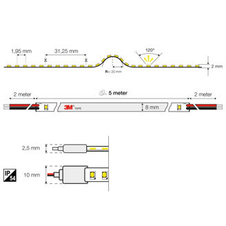Mynd af LED-borði COB 11W IP54  5m