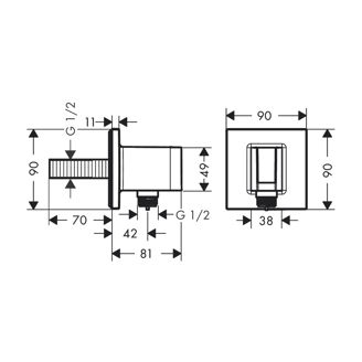 Mynd af Hansgrohe FixFit Porter Square vegghné með 1/2" stút