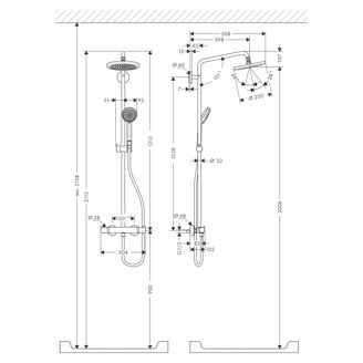 Mynd af Hansgrohe Croma 220 sturtusett Króm