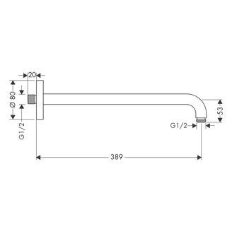 Mynd af Hansgrohe sturturör 90° 389mm Burstað svart króm