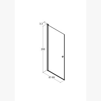 Mynd af Dansani sturtuhurð glær með gráum prófíl 90cm