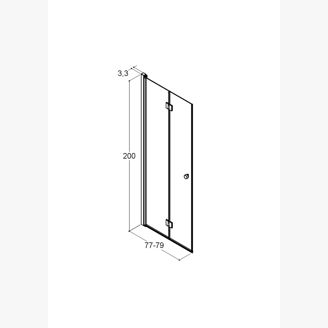 Mynd af Dansani Fellihurð glær m/svörtum prófíl  80cm 