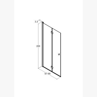 Mynd af Dansani Fellihurð glær m/svörtum prófíl 100cm 