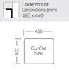 Mynd af UKinox ME vaskur 450x400 mm mattur 