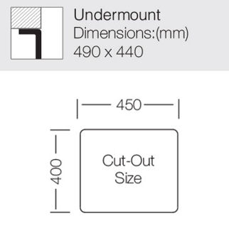 Mynd af UKinox ME vaskur 450x400 mm mattur 