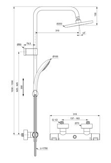 Mynd af Ideal Standard Sturtusett Matt svart