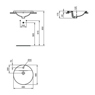 Mynd af Ideal Standard handlaug á borð Ø48cm