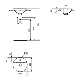 Mynd af Ideal Standard handlaug á borð Ø38cm