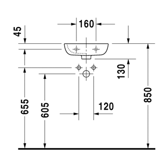 Mynd af Duravit D-Code vegghandlaug 36x27cm gat hægri