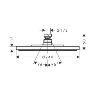 Mynd af AXOR Starck sturtuhaus Ø240mm Burstað svart króm