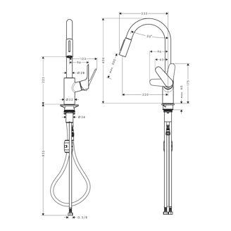 Mynd af Hansgrohe Focus M41 Eldhústæki útdraganlegt Burstað stál
