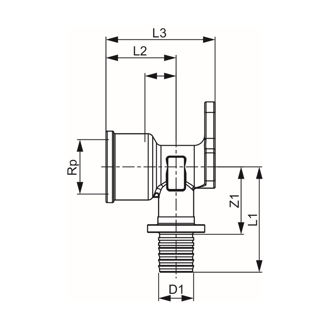 Mynd af TECE Vegghné 20mm x 3/4"