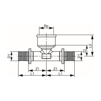 Mynd af TECE Múffuté 16mm x 1/2" x 16mm
