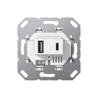Mynd af Gira hleðslutengill 2xUSB-A/C Hv.
