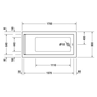 Mynd af Duravit Starck baðkar 170x800 cm