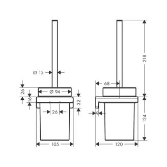 Mynd af Hansgrohe AddStoris wc bursti á vegg Matt svart