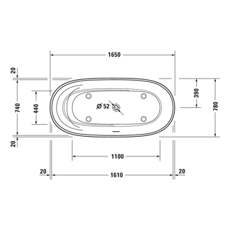 Mynd af Duravit Cape Cod baðkar frístandandi 1650x780mm