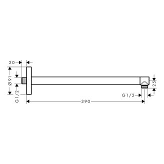 Mynd af Axor sturturör 39cm Burstað brass