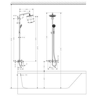 Mynd af Hansgrohe Croma 220 bað/sturtusett Króm