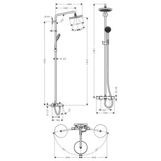 Mynd af Hansgrohe Croma 220 bað/sturtusett Króm