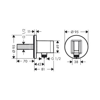 Mynd af Hansgrohe FixFit Porter Round vegghné með 1/2" stút