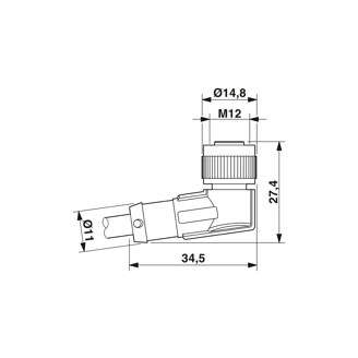 Mynd af Hulsa+vír SAC 90° M12 8pin  5m