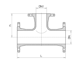 Mynd af Té Samtenging Flangs Hawle DN250-200-250 PN10