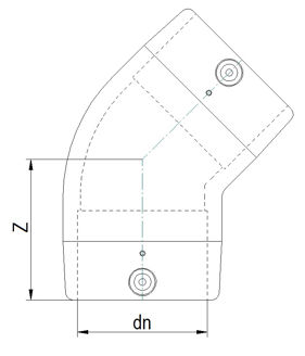 Mynd af Hálfhné EF DN200 45° SDR11